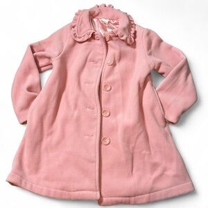 💗 Girls Blush Pink Fleece Coat – Size 6 – Soft, Cozy & Silk-Lined